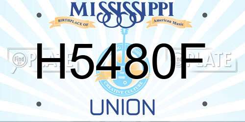 H5480F Mississippi License Plate