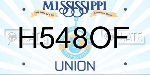 H548OF Mississippi License Plate
