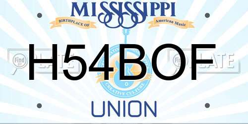 H54BOF Mississippi License Plate