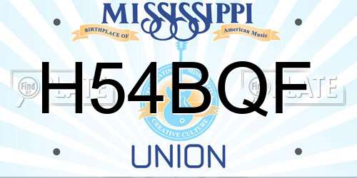 H54BQF Mississippi License Plate