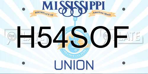 H54SOF Mississippi License Plate