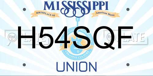 H54SQF Mississippi License Plate