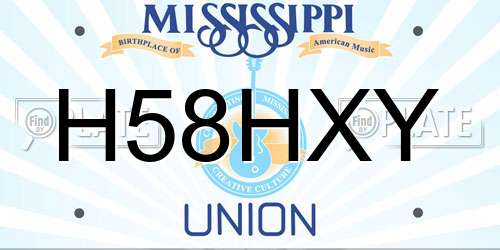 H58HXY Mississippi License Plate