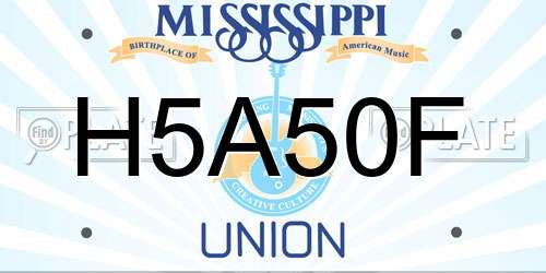 H5A50F Mississippi License Plate