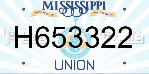 H653322 Mississippi License Plate
