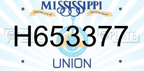 H653377 Mississippi License Plate