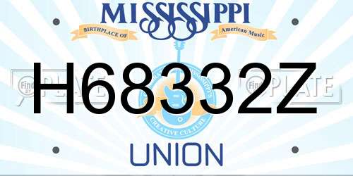 H68332Z Mississippi License Plate