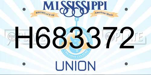 H683372 Mississippi License Plate