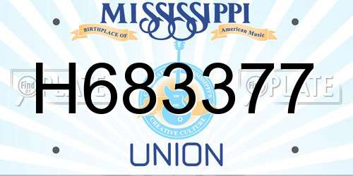 H683377 Mississippi License Plate