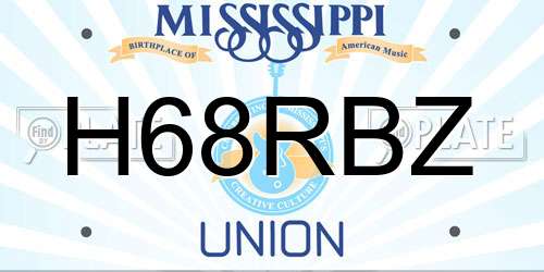 H68RBZ Mississippi License Plate