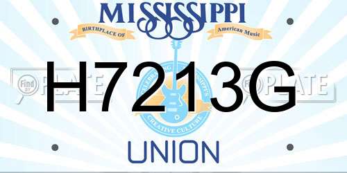 H7213G Mississippi License Plate
