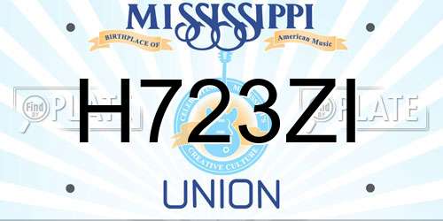 H723ZI Mississippi License Plate
