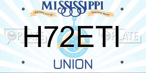 H72ETI Mississippi License Plate
