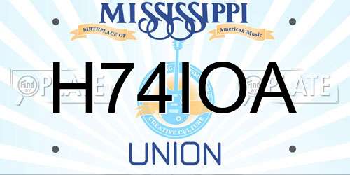 H74IOA Mississippi License Plate