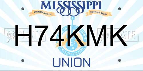H74KMK Mississippi License Plate