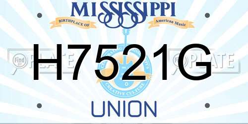 H7521G Mississippi License Plate