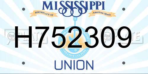 H752309 Mississippi License Plate