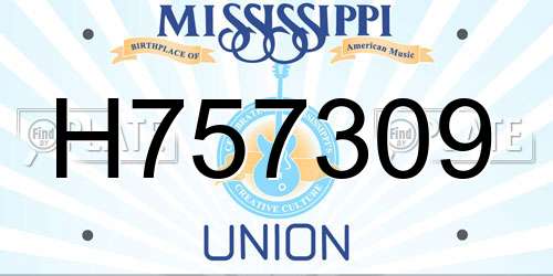 H757309 Mississippi License Plate