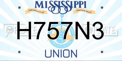 H757N3 Mississippi License Plate