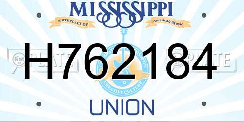 H762184 Mississippi License Plate