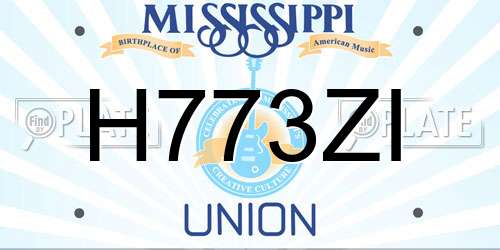 H773ZI Mississippi License Plate
