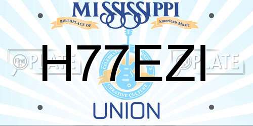 H77EZI Mississippi License Plate