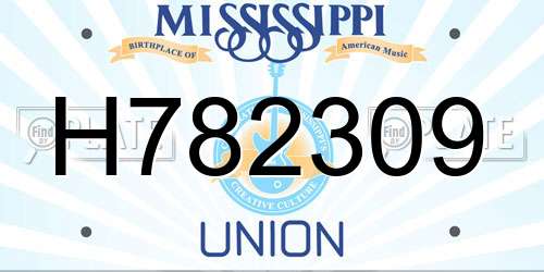 H782309 Mississippi License Plate