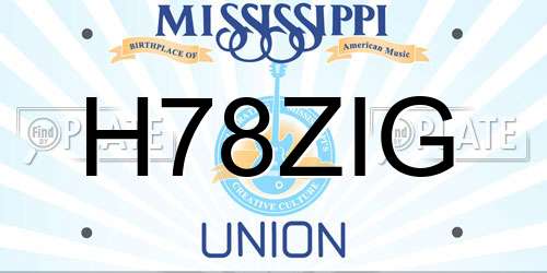 H78ZIG Mississippi License Plate
