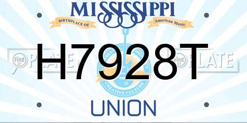 H7928T Mississippi License Plate