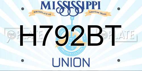 H792BT Mississippi License Plate