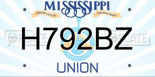 H792BZ Mississippi License Plate