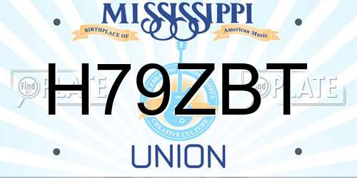 H79ZBT Mississippi License Plate