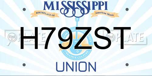 H79ZST Mississippi License Plate