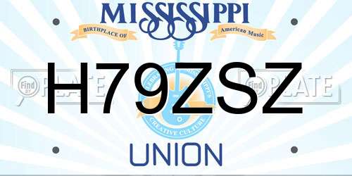 H79ZSZ Mississippi License Plate