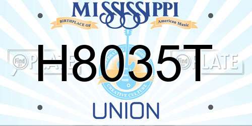 H8035T Mississippi License Plate