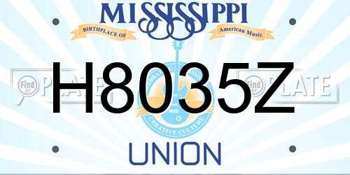 H8035Z Mississippi License Plate