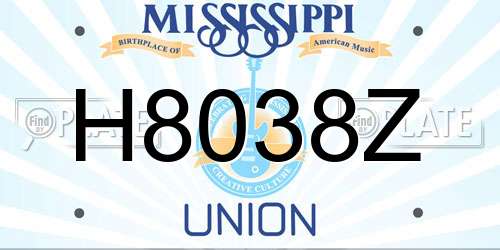 H8038Z Mississippi License Plate