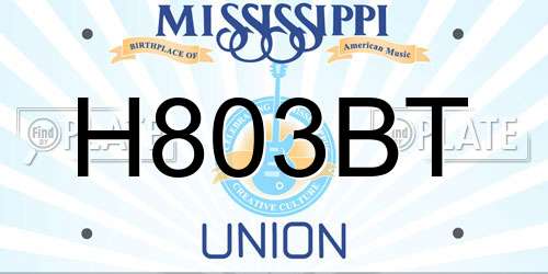 H803BT Mississippi License Plate