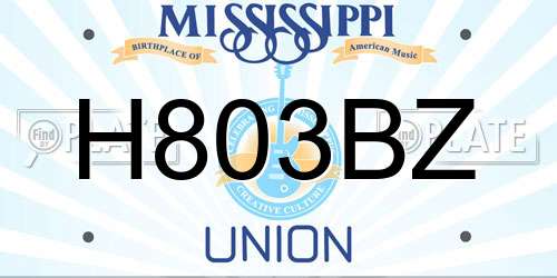 H803BZ Mississippi License Plate