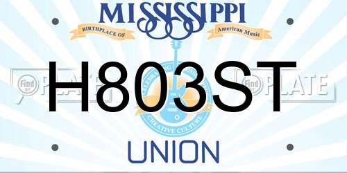 H803ST Mississippi License Plate
