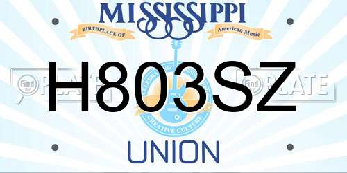 H803SZ Mississippi License Plate