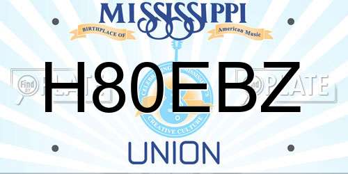 H80EBZ Mississippi License Plate