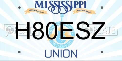 H80ESZ Mississippi License Plate