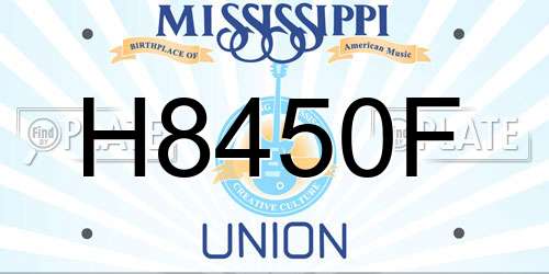H8450F Mississippi License Plate