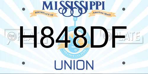 H848DF Mississippi License Plate