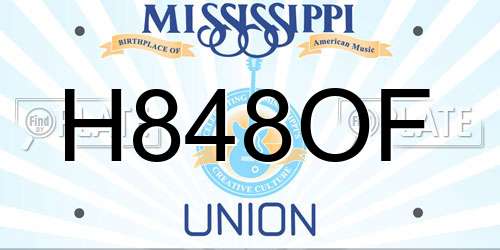 H848OF Mississippi License Plate