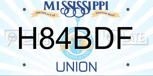 H84BDF Mississippi License Plate
