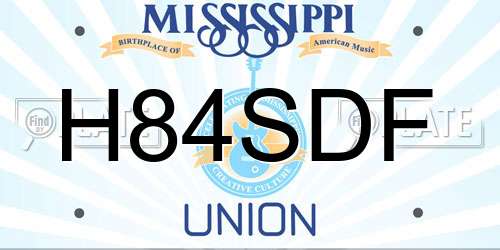 H84SDF Mississippi License Plate