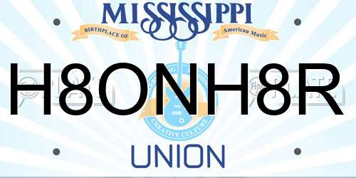H8ONH8R Mississippi License Plate