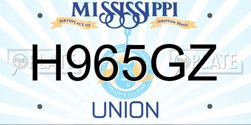 H965GZ Mississippi License Plate